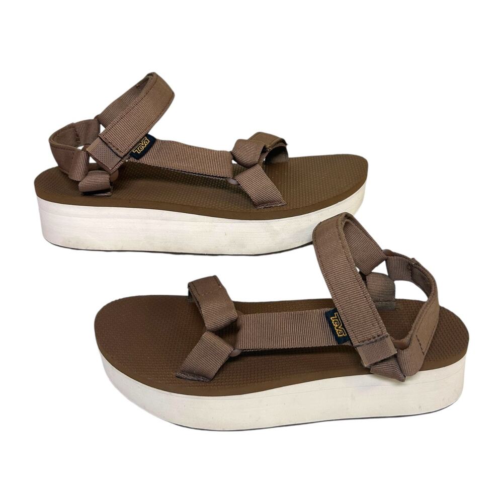 Teva, Women's 'Midform Universal' Platform Sandals, Strappy Brown, White Size 10